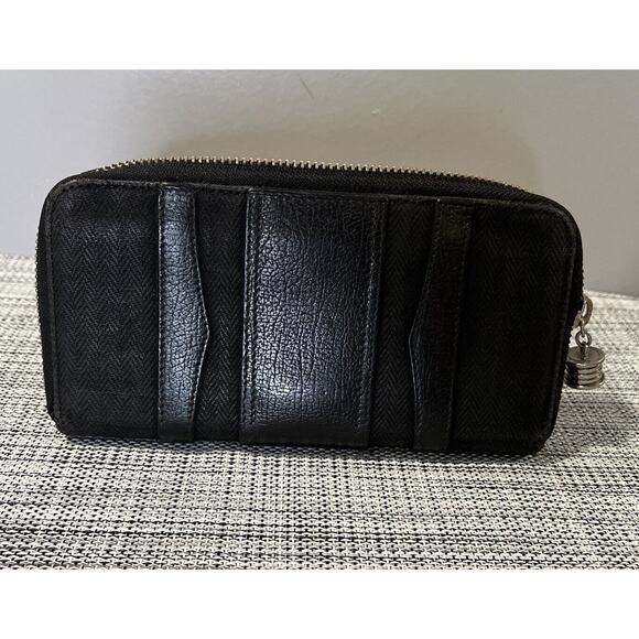 BVLGARI Be Zero One Leather/Canvas Zip Around Long Purse Wallet Black - Nice One - Picture 1 of 12